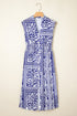 Boho Floral Shirred Waist V Neck Midi Dress